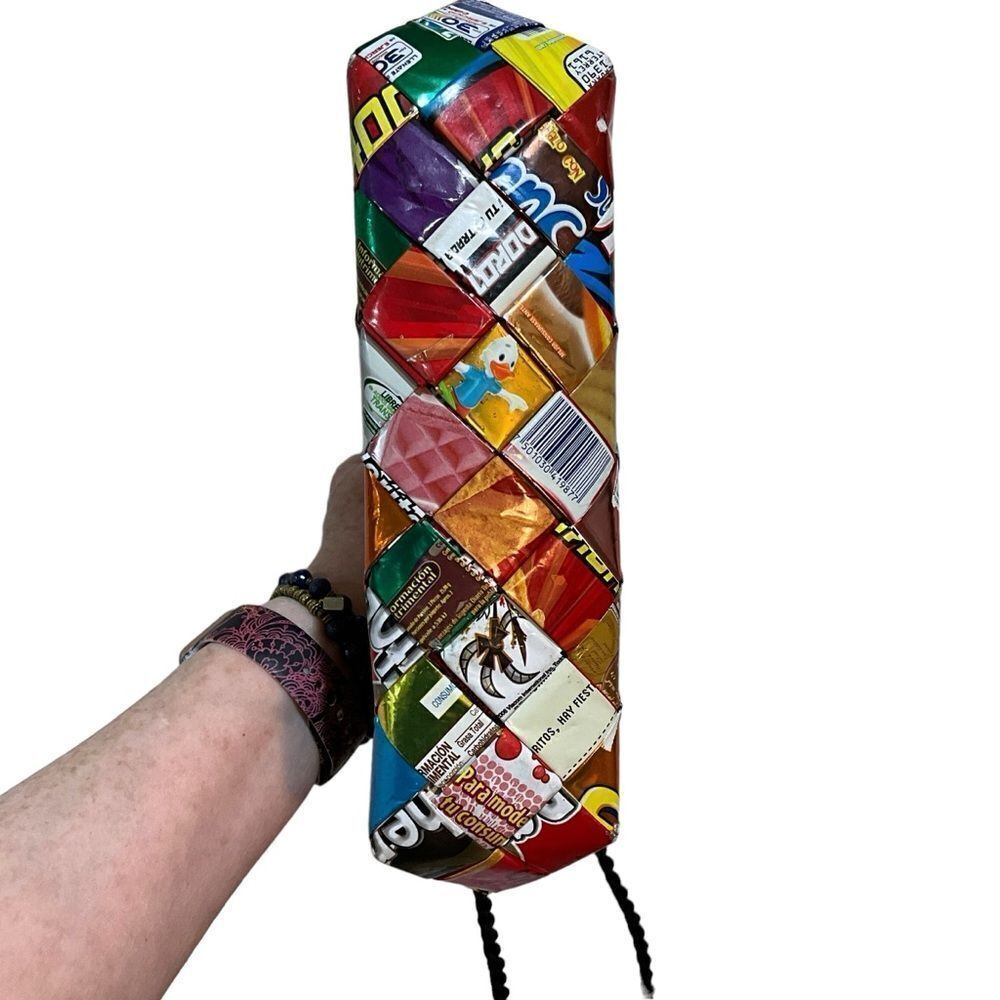 Handmade in Mexico Junk Food Woven Wrappers Bag Purse - Medium Zip Top - Picture 9 of 11
